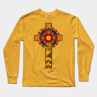 Colorful Celtic Style Cross Long Sleeve T-Shirt